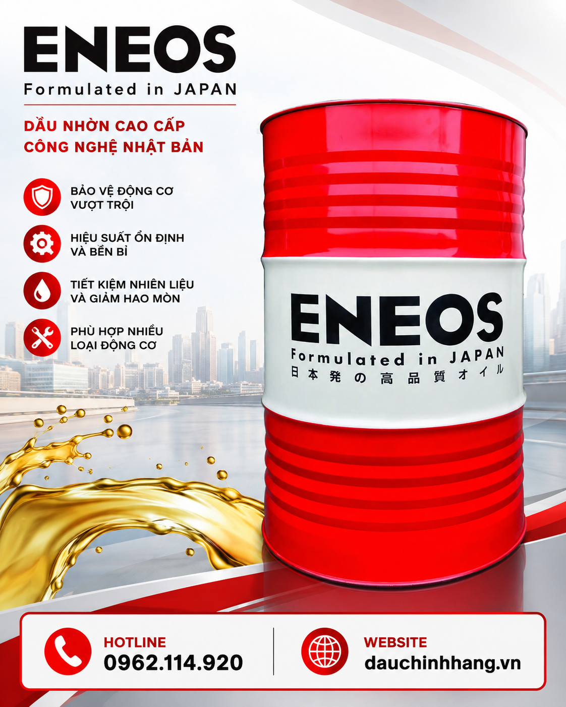 ENEOS – Thương hiệu dầu nhớt Nhật Bản và danh mục dầu mỡ ENEOS