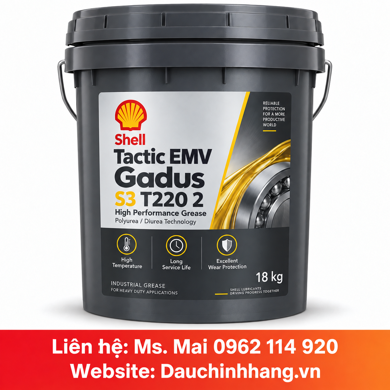 Shell Tactic EMV Gadus S3 T220 2 – Mỡ Polyurea Chịu Nhiệt